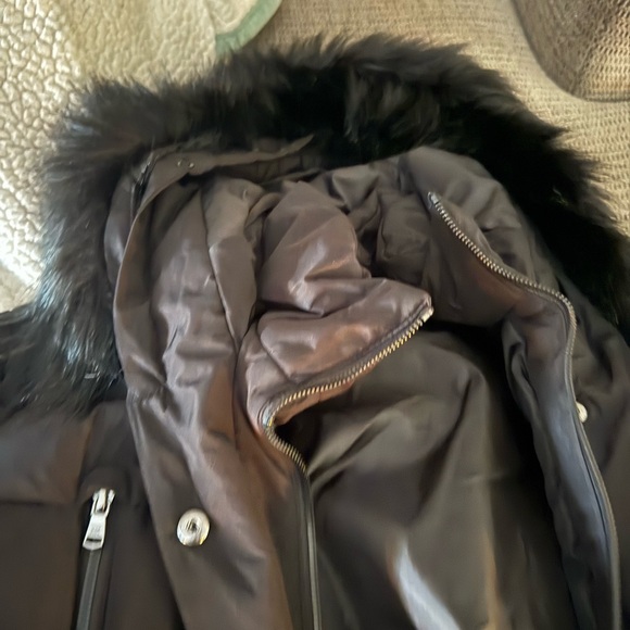 KORS Michael Kors Dark Puffer Coat with Fur Trim - Picture 3 of 3